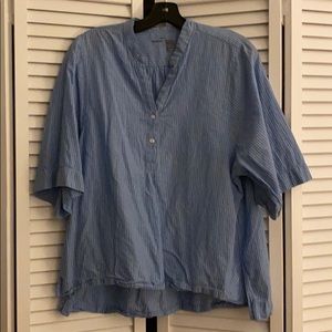 MUJI Stripped Blue Short-Sleeved Shirt